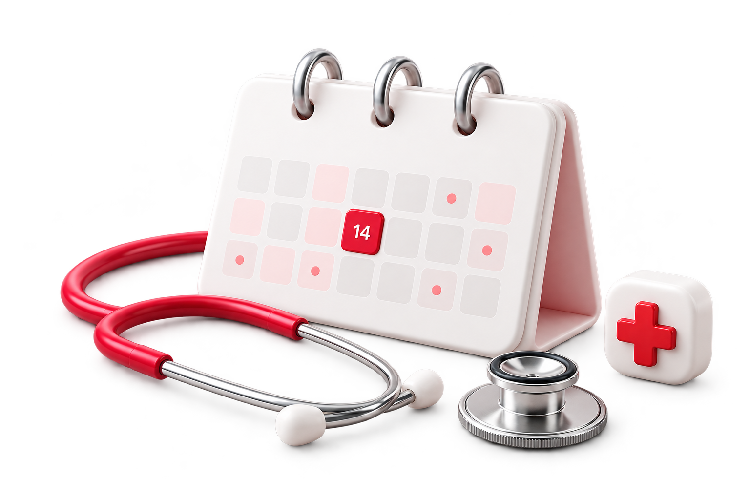 Medical calendar and red stethoscope
